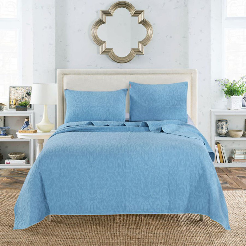 Modern & Contemporary Cotton Blend Quilt, Light Blue, Queen