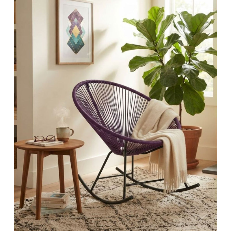 Chaise berçante câblée Bahia, Mauve