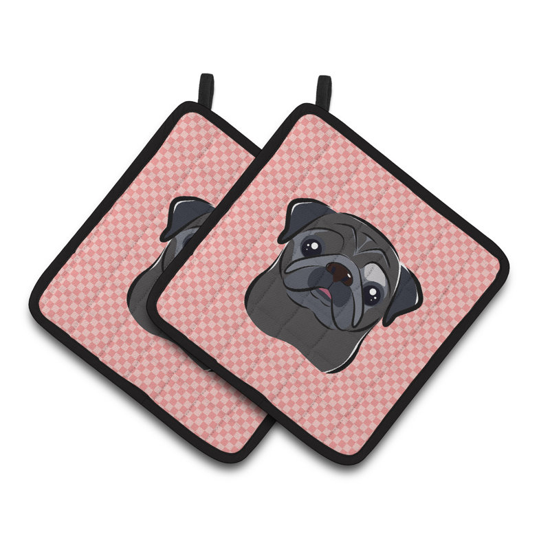 Cuisinier poignée carlin caroline trésors Checkerboard, Rose / Noir