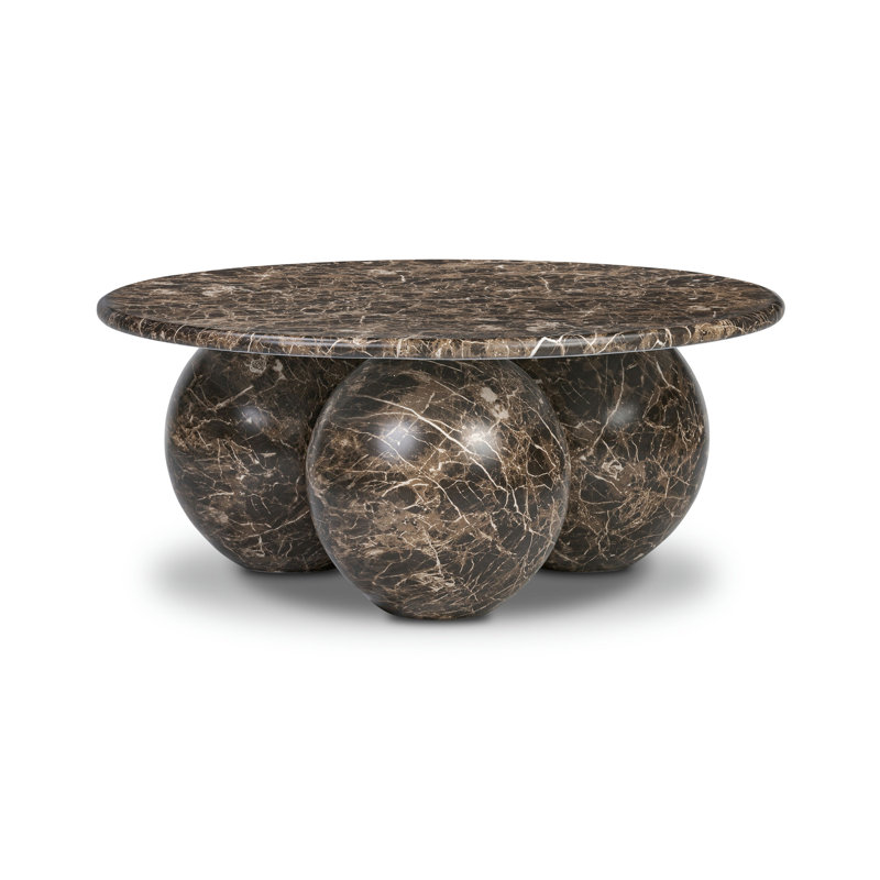 Table basse en ciment Marmo avec finition en faux marbre, Brun Empero