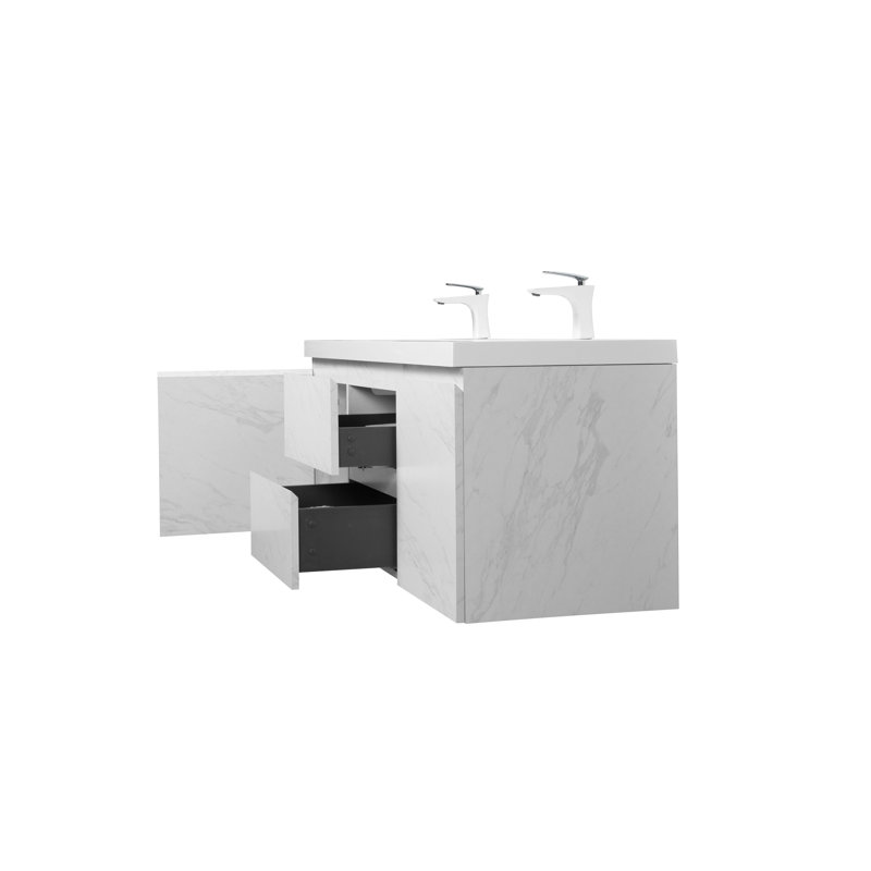 Meuble-lavabo double 60 po avec plateau intégré Angela