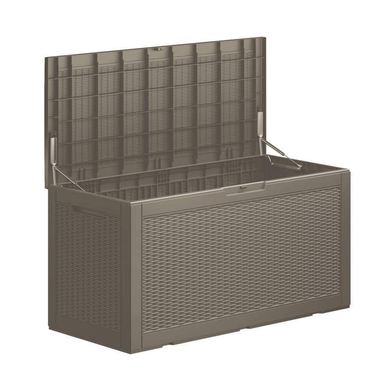 Emperic Design 100 Gallon Water Resistant Resin Lockable Deck Box, Brown
