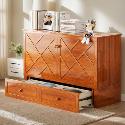 Murphy Cabinet Bed,multi-functional Cube Cabinet Bed With Mattress & Usb Charging Station,solid Wood Mobile Wall Bed Chest With Storage Drawers For Bedroom Office
