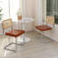 Aveon 48.5cm H Mid-Century Modern Tufted Leather Cantilever Dining Chair with Chrome Frame and Cane Rattan Back-1302515419