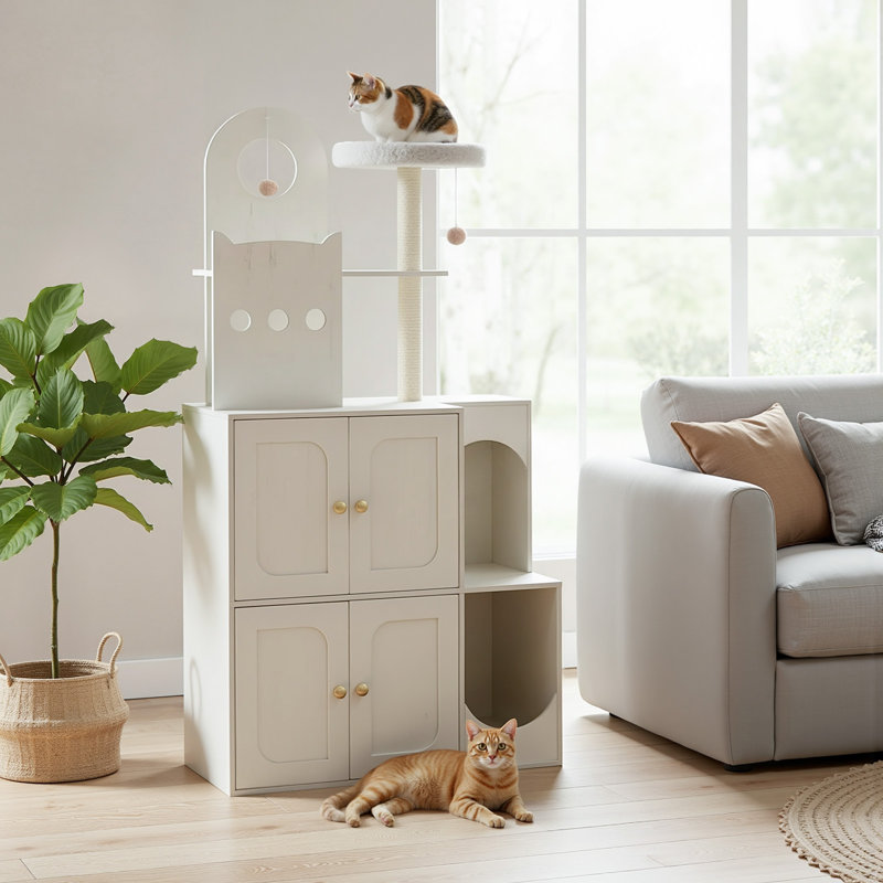 Cat Tree with Litter Box Enclosure
