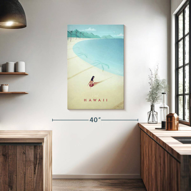 Affiche de voyage rétro Aime, visite d'Hawaï, H 39 po x l 26 po