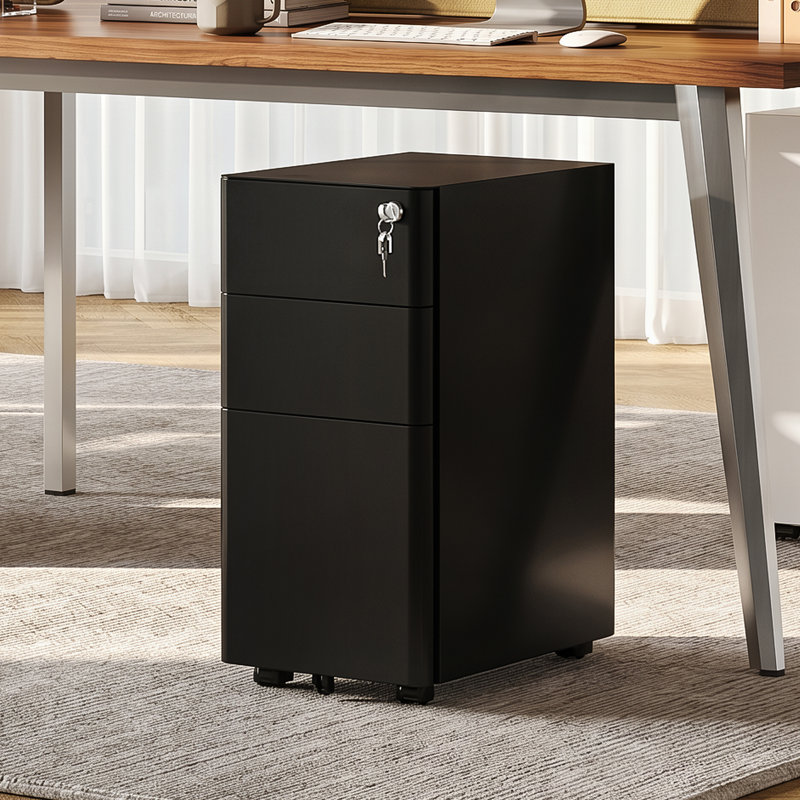 Southcott 11.8“ Wide 3 Drawer File Cabinet, Printer Cabinet, Home Office Filing Cabinets, Fully Assembled Except Casters, Legal/Letter Size