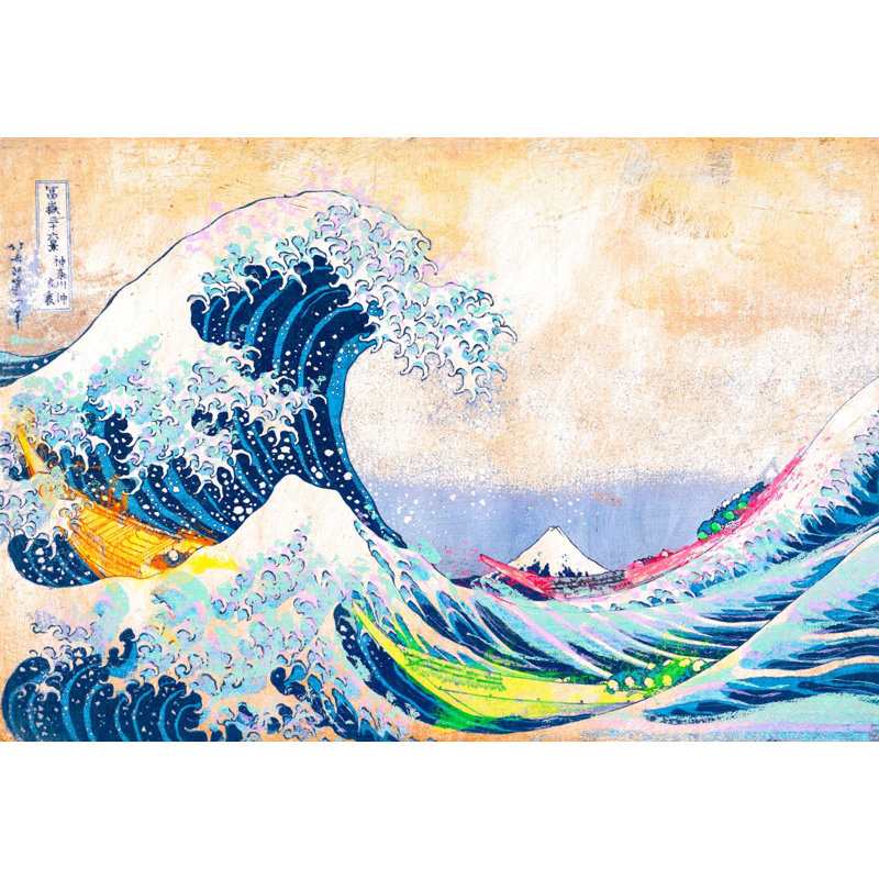 Hokusai's Wave 2.0 1 Piece Wrapped Canvas Painting, 60cm H x 80cm W x 4cm D