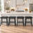 Set of 4 Counter Height Bar Stools, Backless Saddle Counter Stools with Faux Leather Upholstered Seats, Tufted Nailhead Trim, Kitchen Island Stools for Home Bar, Dining Room & Kitchen-2119323025