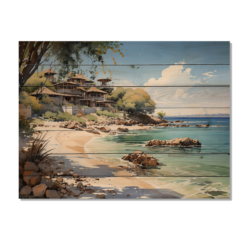 Negril Beach, Jamaïque I sur bois, H 30 po x l 40 po x P 0,78 po