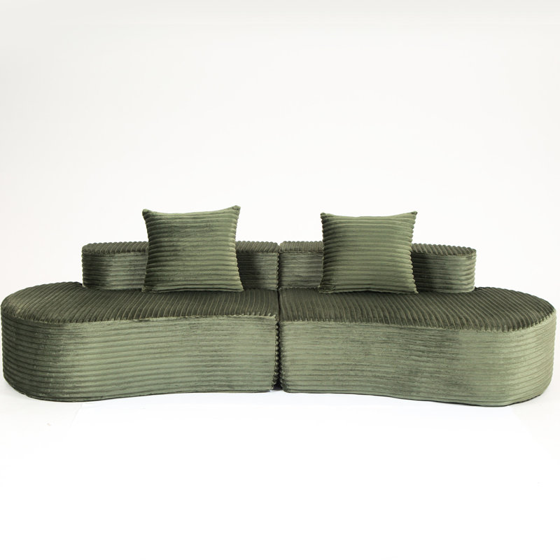 2 sièges compressés avec velours côtelé luxueux, toute la structure, conception moderne, sans assemblage, éponge à haute densité et coussins décoratifs pour une assise confortable Moon Bay Lounge, velours côtelé