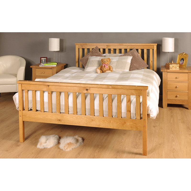 Shane Solid Wood Bed, Double (4'6), Caramel