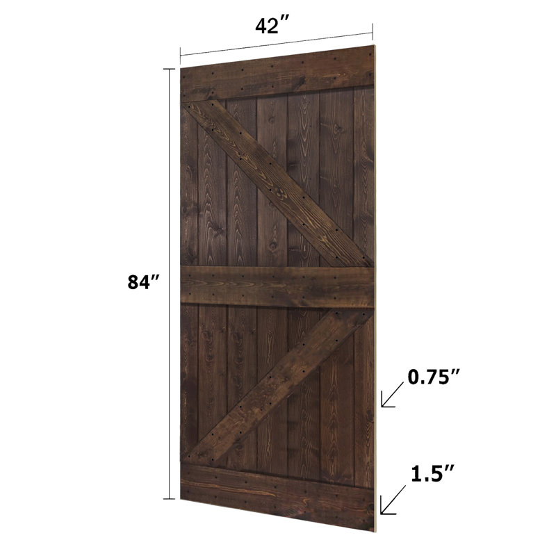 Panneau de bois massif peint avec trousse de quincaillerie d'installation, Café Kona, 42 po x 84 po x 1,5 po