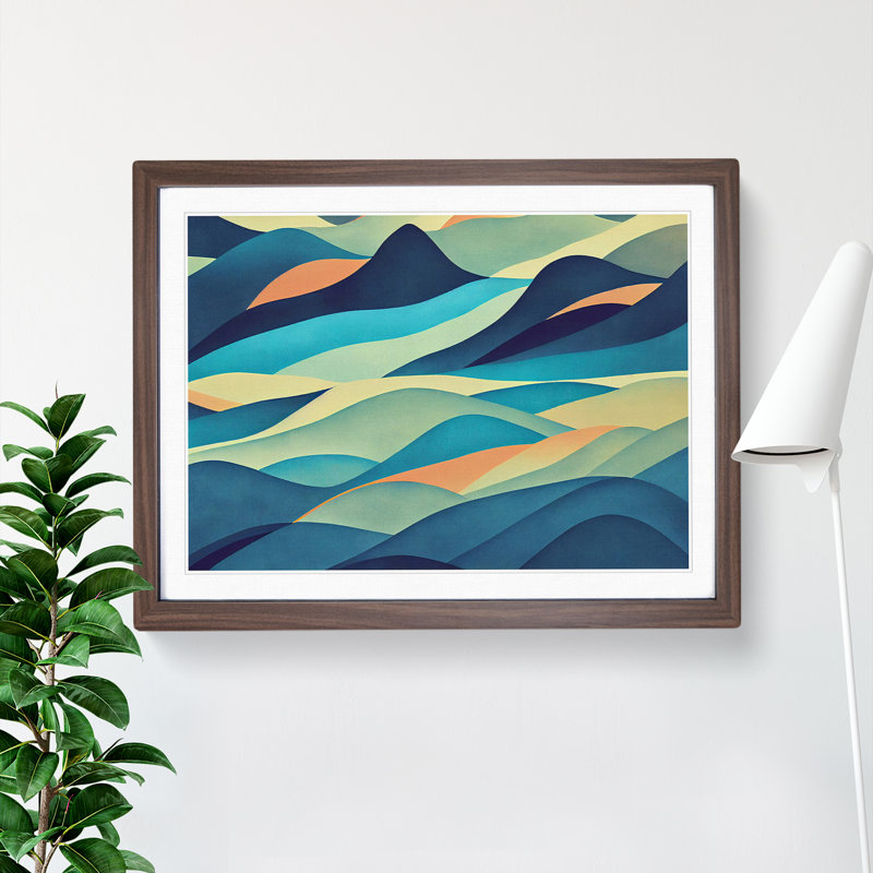 Showstopping Abstract Mountains - Framed Print, 46cm H x 64cm W x 2cm D, Walnut