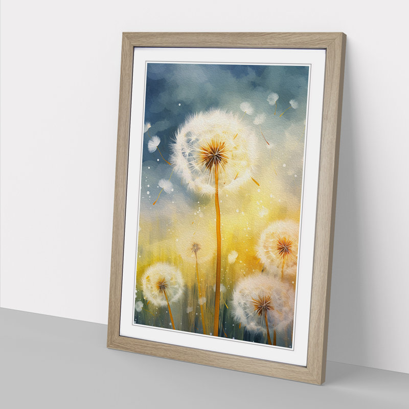 Dandelion Colour Field - Framed Print, Oak, 34" H x 25" W x 2" D