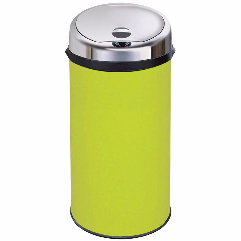 Ladson Steel Motion Sensor Kitchen Trash Can, 42L, Lime Green