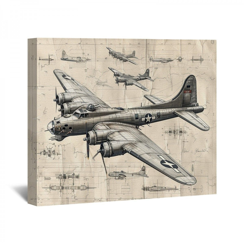 Avion sur toile, H 24 po x l 36 po