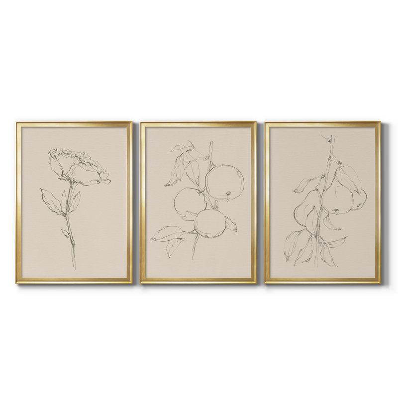 Floral Contour Study IV, reproduction encadrée de qualité supérieure, prête à être accrochée, H 42,5 po x l 91,5 po x P 1 po