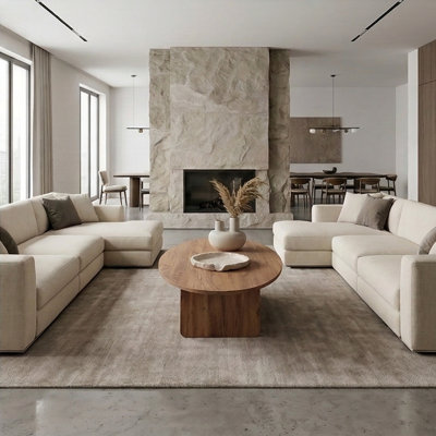Table basse ovale moderne avec base architecturale Aurelia
