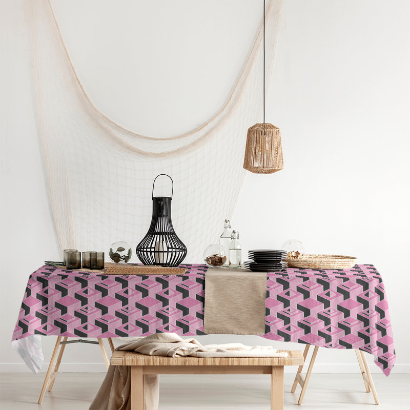 Classic Skyscrapers Tablecloth, Pink/Black