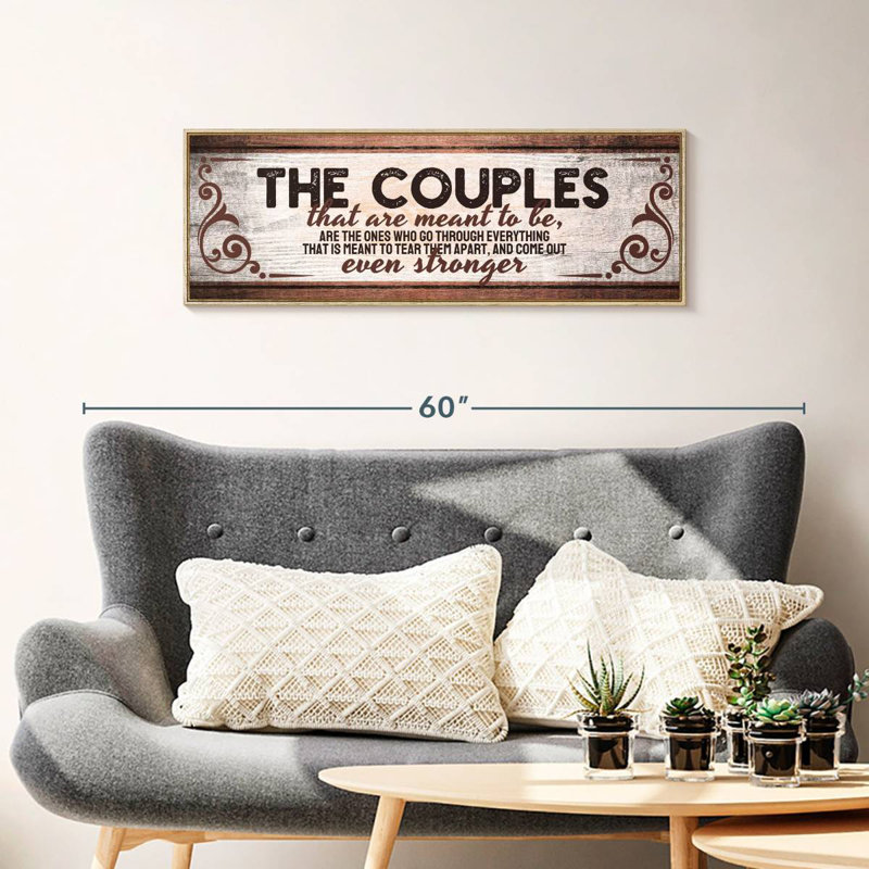 Plaque murale The The Couples, Cadre flottant en bois naturel, 37" X 13"