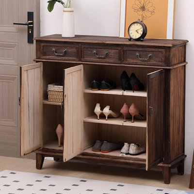 Dark-coffee Solid Wood Shoe Storage Bench
