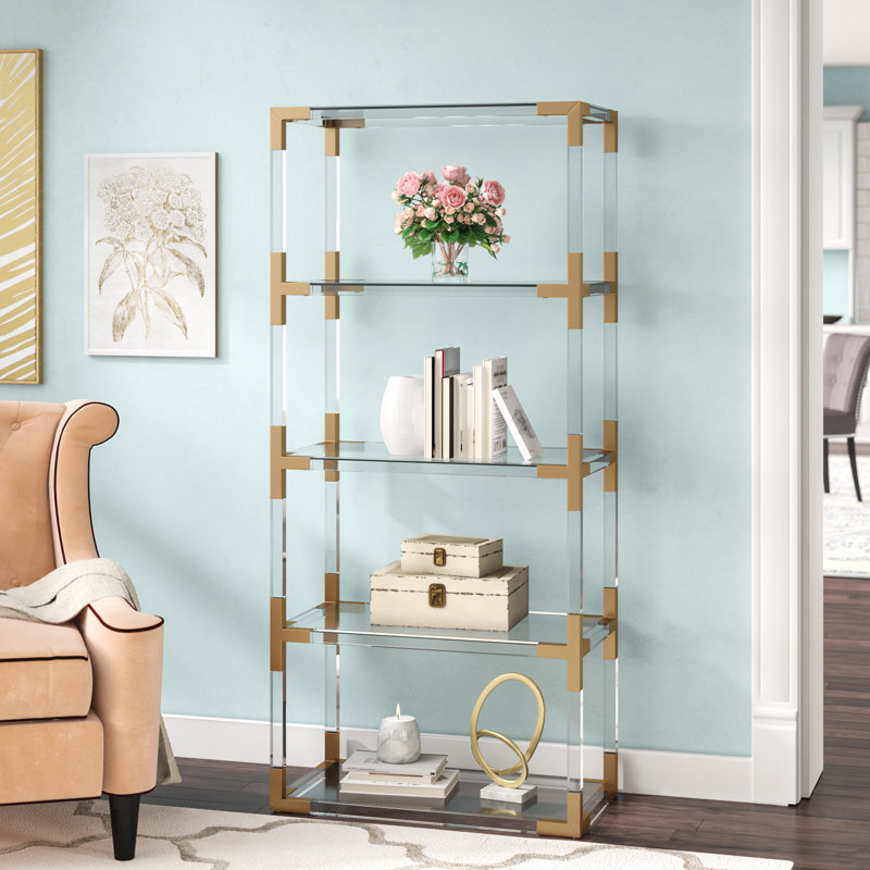 Étagère à livres H 66 "x l 30" Foulkes, Transparent / laiton bronze