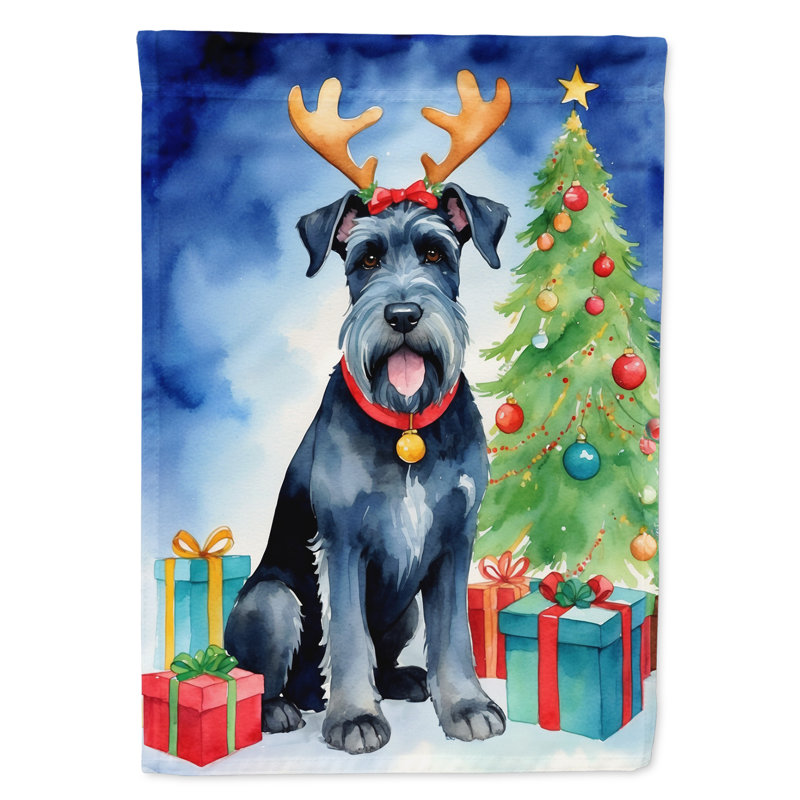 Drapeau de Noël maison de renne, Schnauzer géant