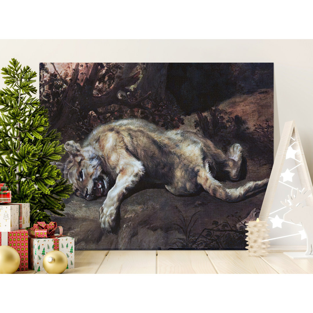 Resting Lion Canvas Wall Art, Gallery Wrapped Matte Print, Ready to Hang, Archival Quality, Animal Art, Statement Piece, Modern Decor