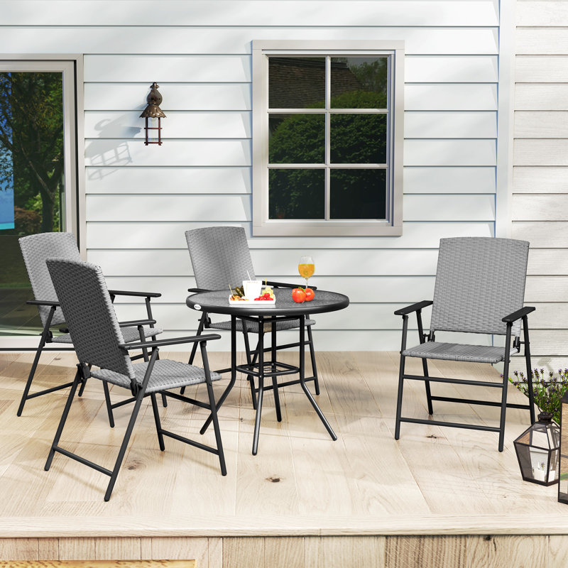 Folding Patio Dining Armchair with Cushion