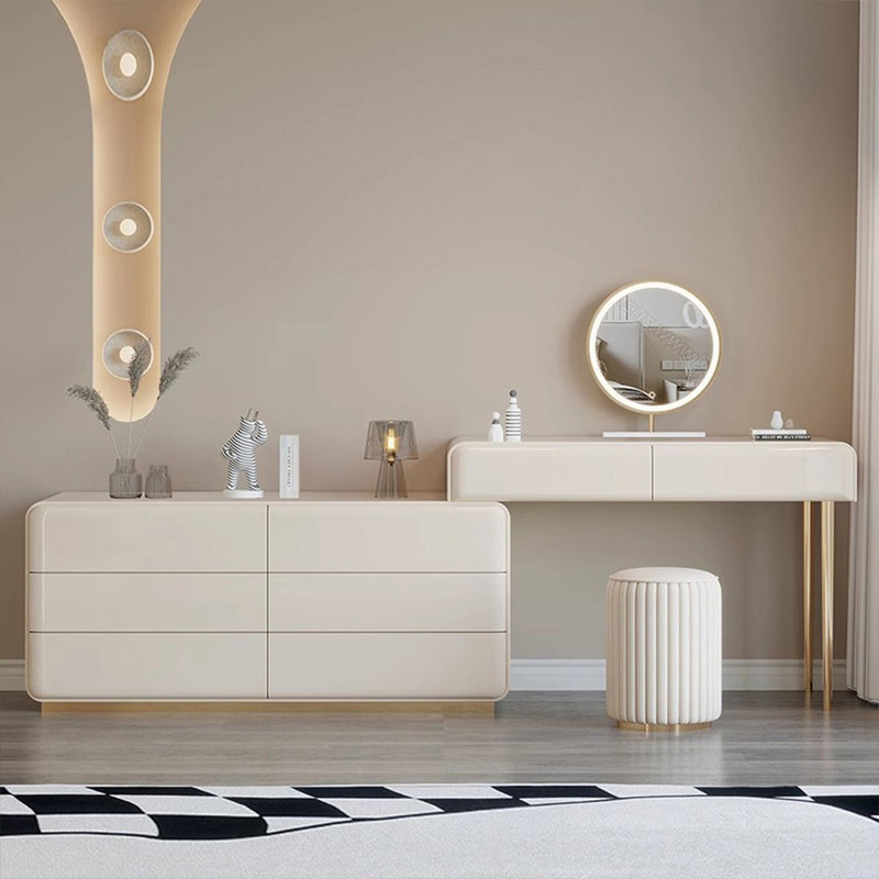 Coiffeuse avec miroir lumineux, 8 tiroirs, 1 chaise