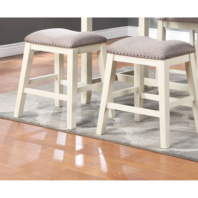 Chaise de bar moderne en bois avec siège à coussin crème pour 2 personnes