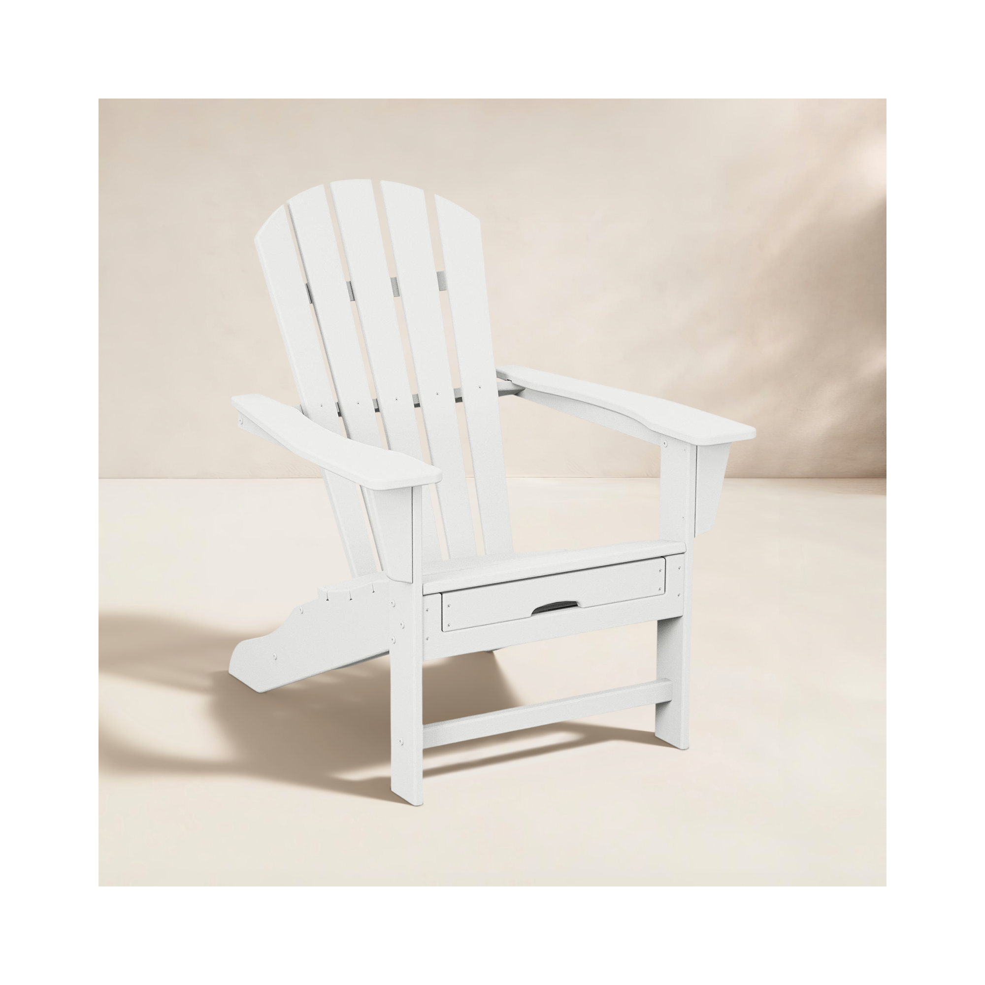 POLYWOOD Adirondack Chair with Hideaway Ottoman, White