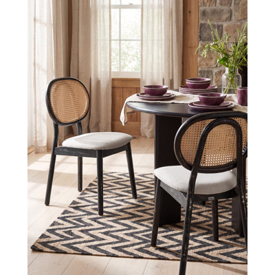 GAVIOTA 48 cm H Upholstered Fabric Dining Chair in Black and Beige