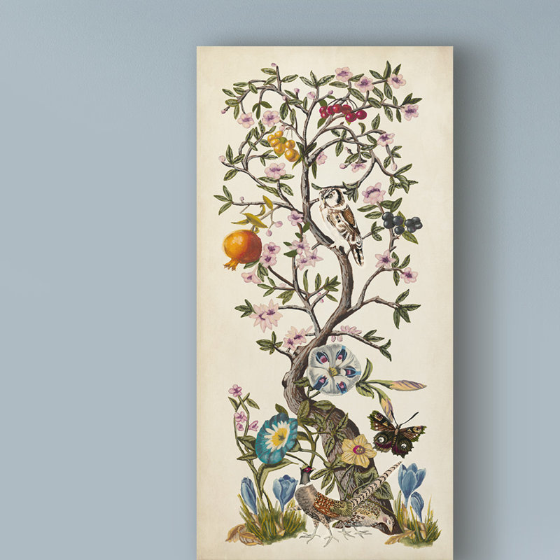 « chinoiserie natura i », reproduction de peinture à l’acrylique sur toile tendue, H 24 po x l 12 po x P 2 po