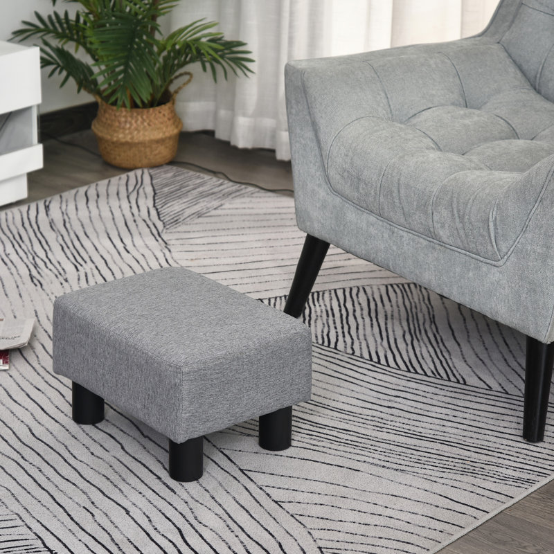 Heskett Pouf, Small Ottoman, Upholstered Ottoman, Rectangle Ottoman, Gray Ottoman, Gray, Linen