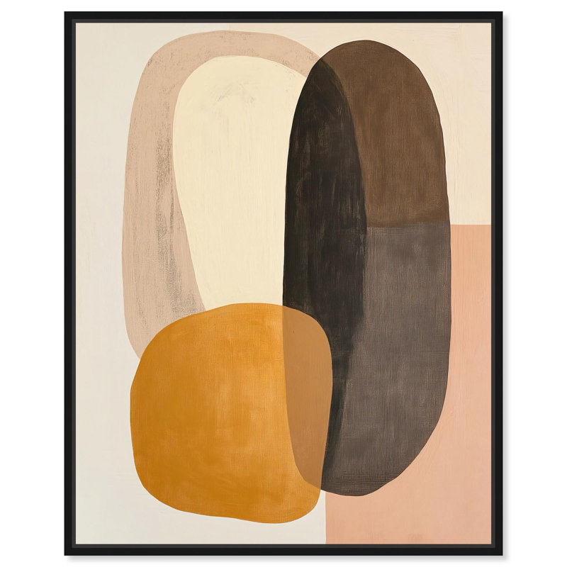«Burnt Ochre Orbit», toile par Art Remedy, H 21 po x l 17 po, Cadre flottant noir