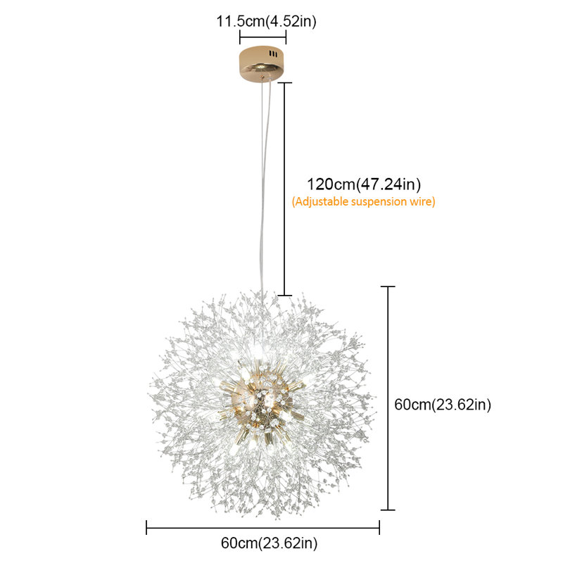 16-Light Golden Dandelion Chandeliers Modern Crystal Light Fixture,Firework Chandelier