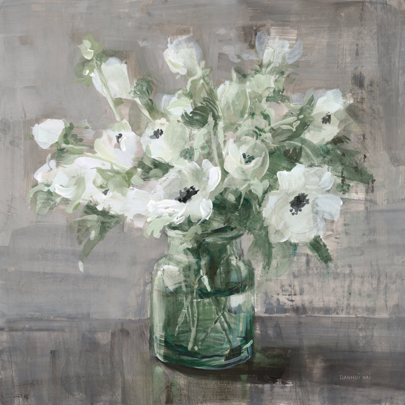 «Fresh Anemones Sage On Canvas» par Danhui Nai, reproduction, H 30 po x l 30 po