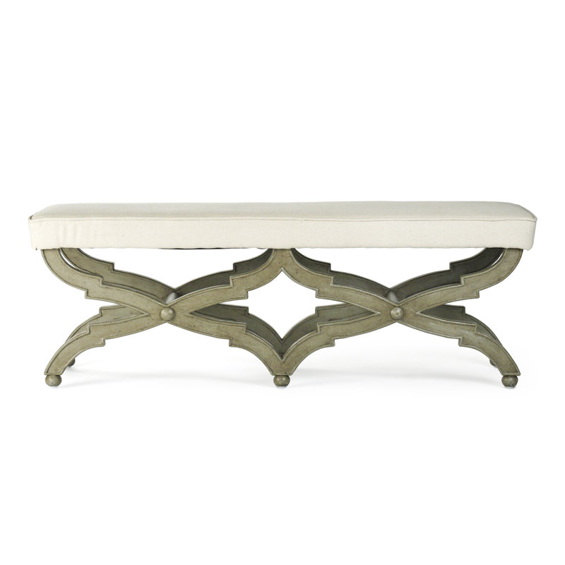 Elof Upholstered Bench, Olive Green/Brown, 16" H x 51" W x 18" D