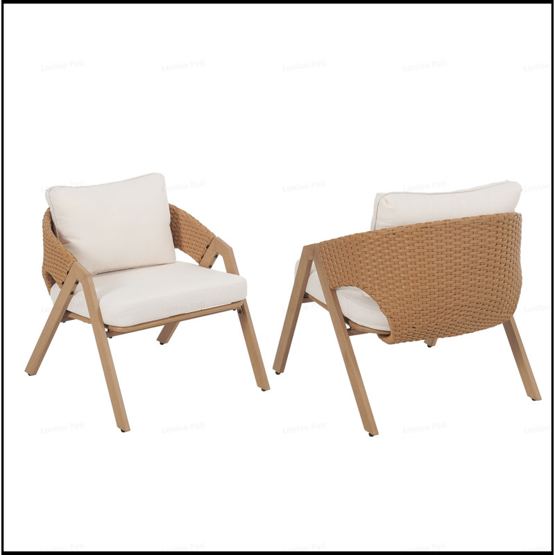 Durable Rattan Patio Chair Set With Weather-Resistant Cushions, For Outdoor Relaxation And Entertaining., Beige