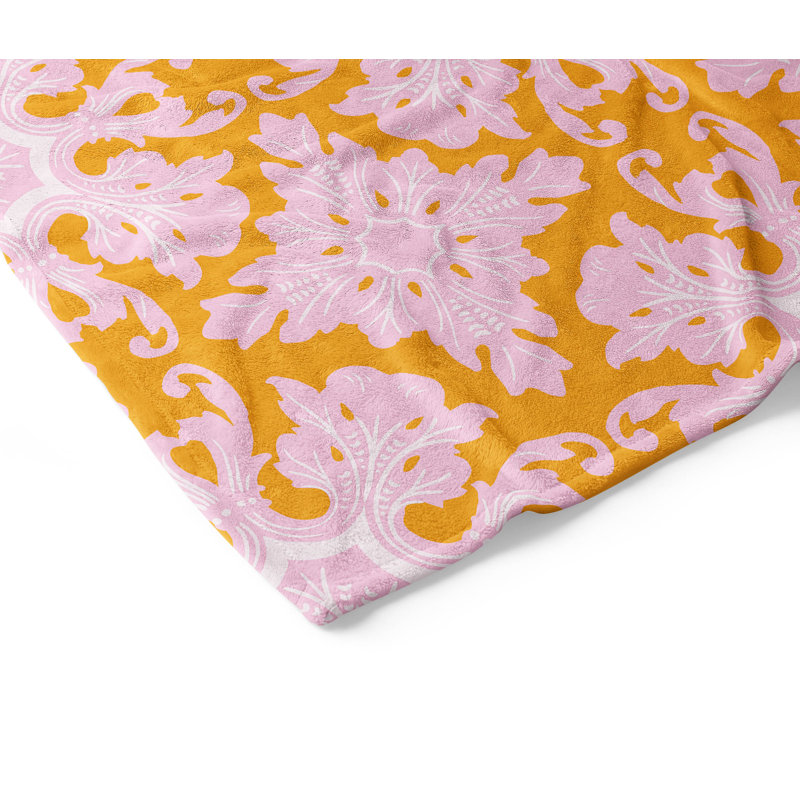 Couverture en velours de velours de damas, L 80 po x l 60 po, Orange