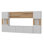 Meuble télé moderne avec capacité de fixation murale, finition blanche et teck, 63,0 x 49,2 x 12,4 pouces | Panneau de particules 100% mélaminé, nombreuses tablettes | Design élégant et fonctionnel pour le salon et les espaces de divertissement