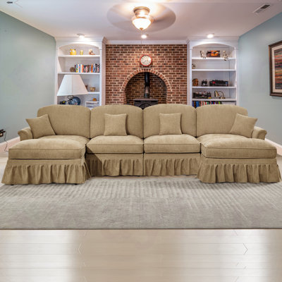 Bozhanka 138.20" W Free Combination Modular U-Shape Couch with 2 Movable Ottomans