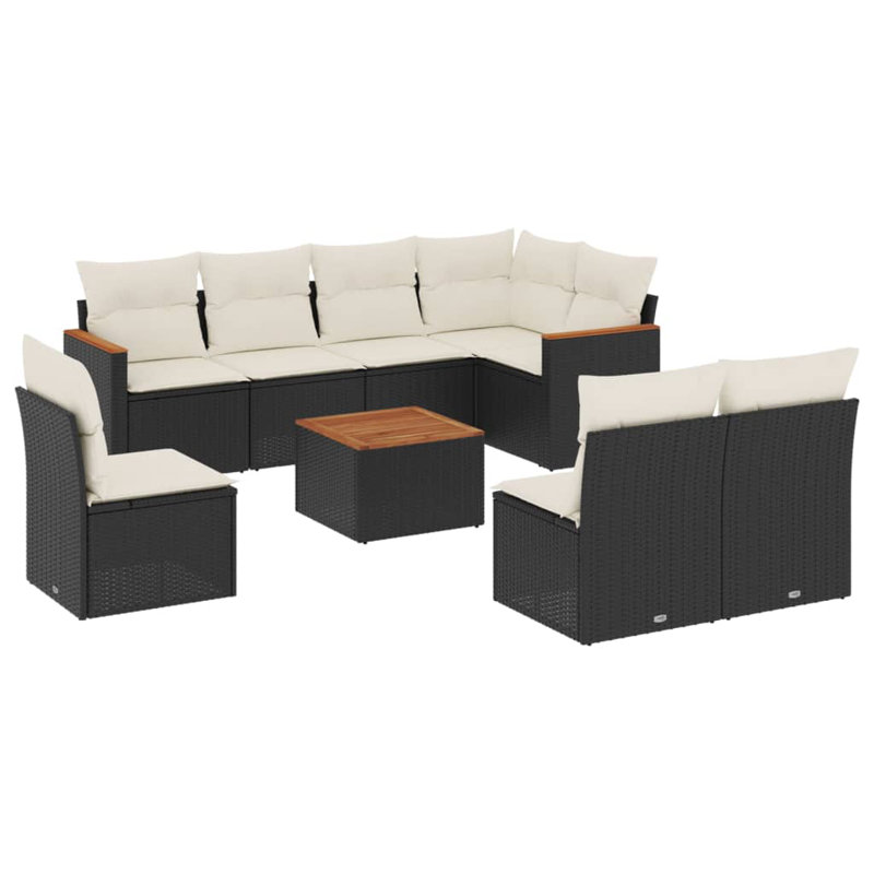 Ensemble de canapé de jardin Vidaxl, Noir