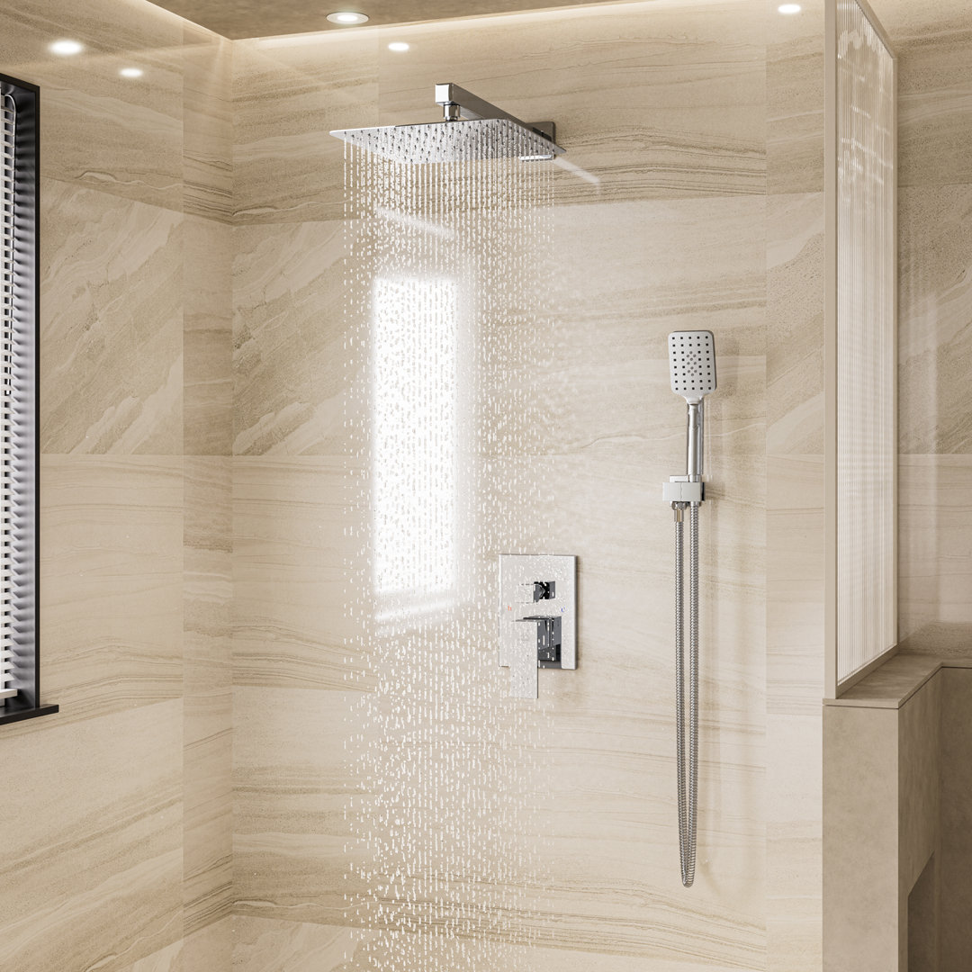 10 inch Wall Mounted Pressure Balanced Complete Shower System With 3 Setting Shower Handheld CASAINC 