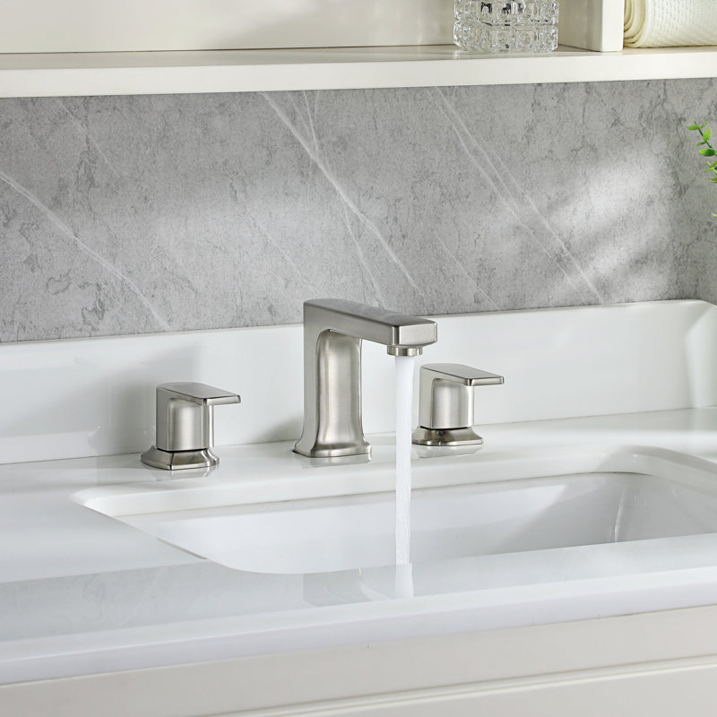 Dean Collection Two-Handle Widespread Short-Veseel Lavatory Bathroom Faucet with Drain Assembly - Brushed Nickel