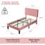 Structure de lit plateforme tapissier en velours rose avec tête de lit capitonnée en losange rose, aucun sommier tapissier requis-205811838-203563396