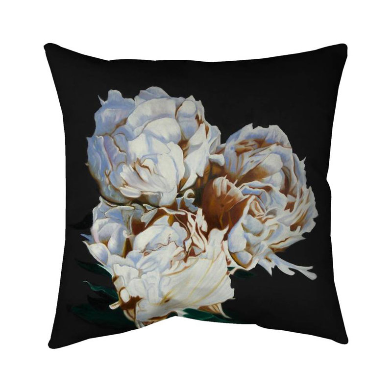 Blooming peonies - 18"x18" Throw pillow cover - Poly twill - Print on demand, 18" x 18"