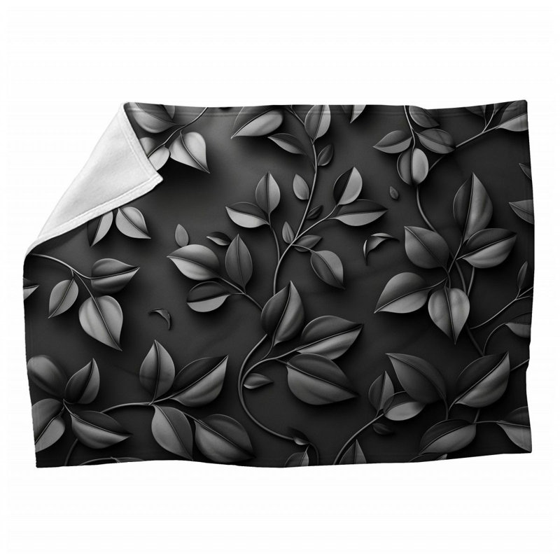 Jeté en molleton à feuilles monochromes - Jetés d'art pour canapés ou lits 12183, Grand lit